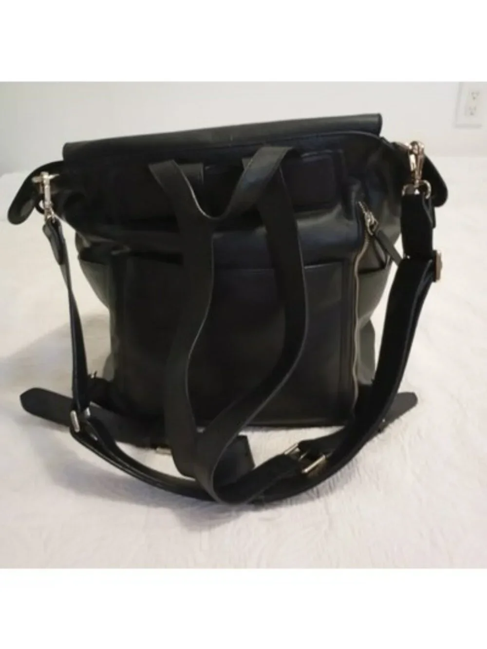 Mina Baie Kinney Vegan Leather Diaper Bag Black Backpack